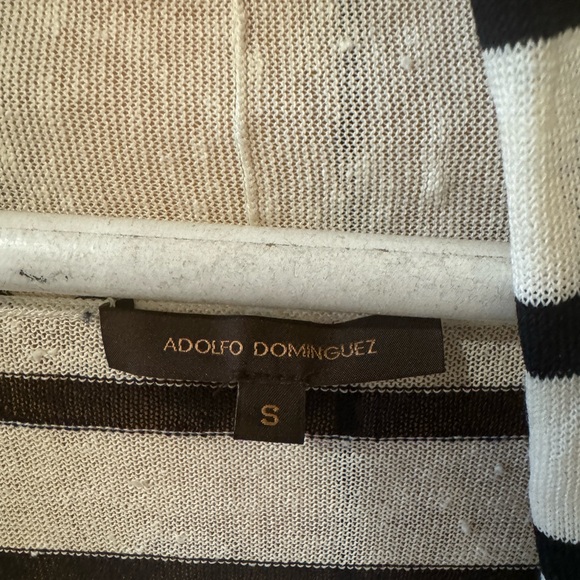 Adolfo Dominguez navy and white striped linen blend cardigan. Size small - Picture 3 of 4